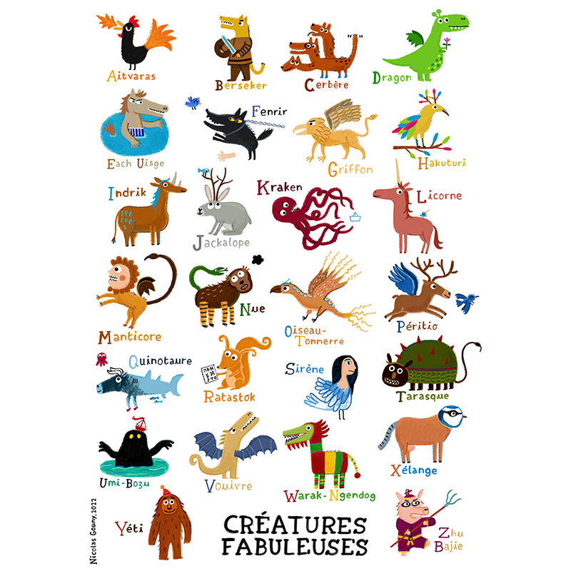 Print ABC of legendary creatures