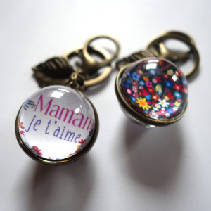 Porte-clé En fleurs Maman je t'aime