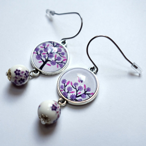 Earrings Purple tree