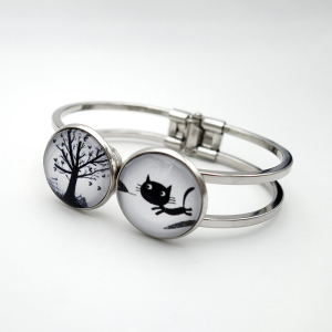 Double bracelet Theodule the cat and the hearts tree