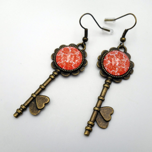 Key earrings Orange mapple leaves