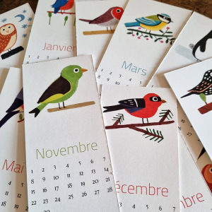 Marque-page calendrier perpétuel Les oiseaux enchantés