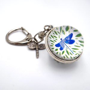 Customizable keychain Blue dragonfly