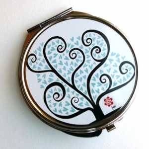 Miroir de poche Arbre à coeurs bleus