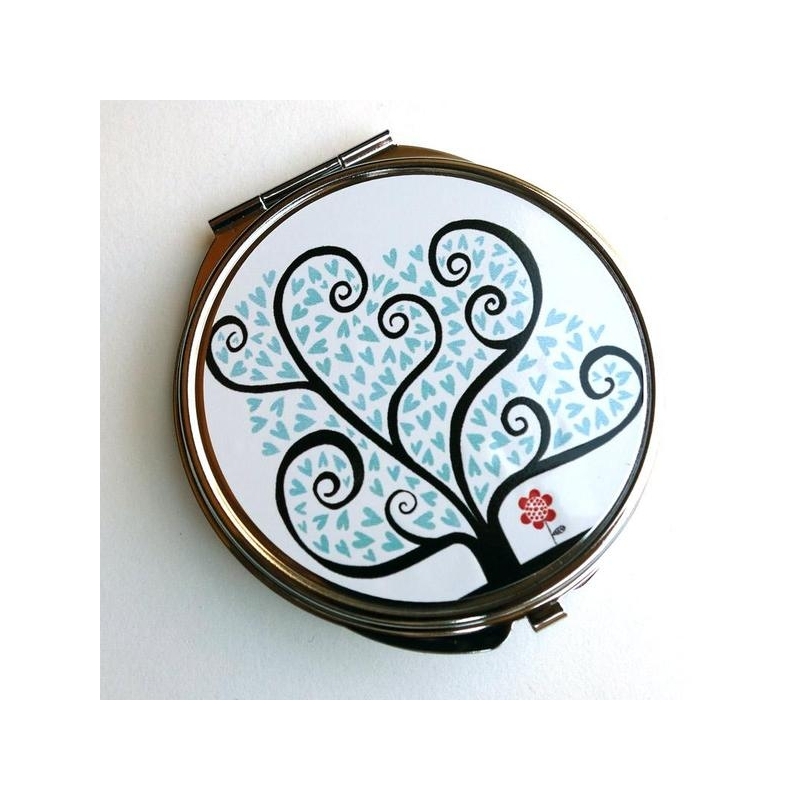 Miroir de poche Arbre à coeurs bleus Miroir de poche Arbre à coeurs bleus