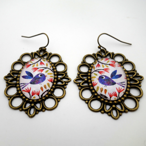 Vintage earrings Blue bird