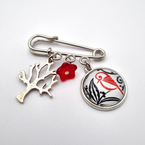 Broche Oiseau rouge