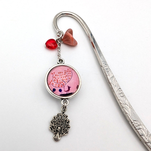 Marque-page Paon des coeurs Maman je t'aime