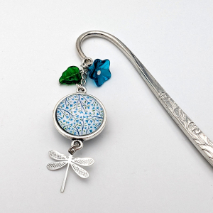 Marque-page Fleurs bleues Maman je t'aime