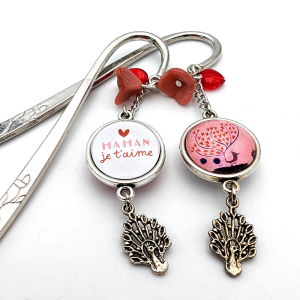Marque-page Paon des coeurs Maman je t'aime