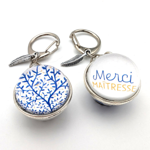 Porte-clé Arbre aux mésanges Merci maîtresse