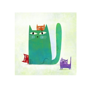 Affichette Le chat Urbain et ses petits