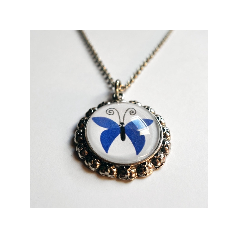 Collier enfant Papillon bleu