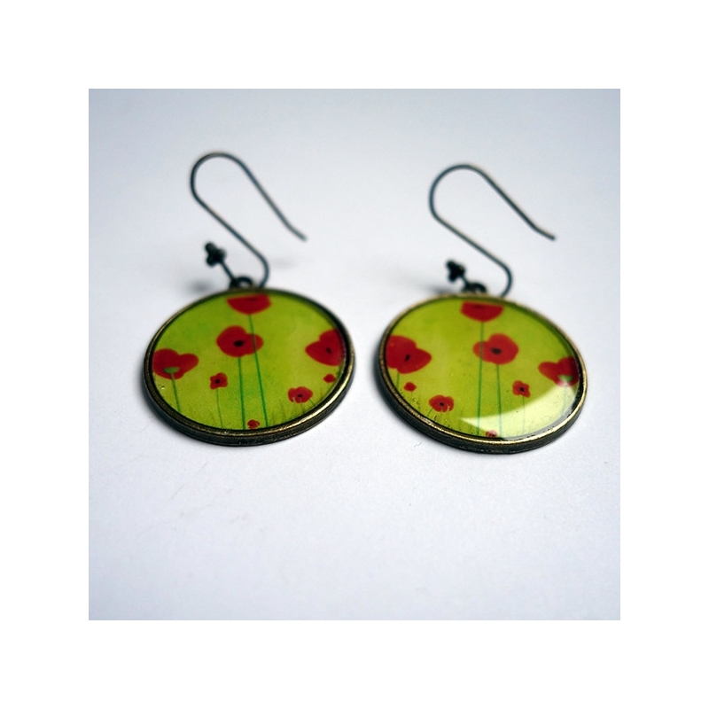 Boucles d'oreilles Coquelicots verts