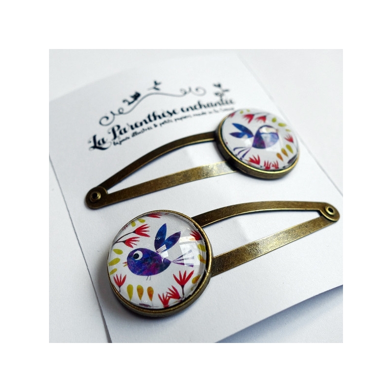 Barrettes Bel oiseau bleu