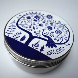 Boîte à miscellanées ronde Paon bleu