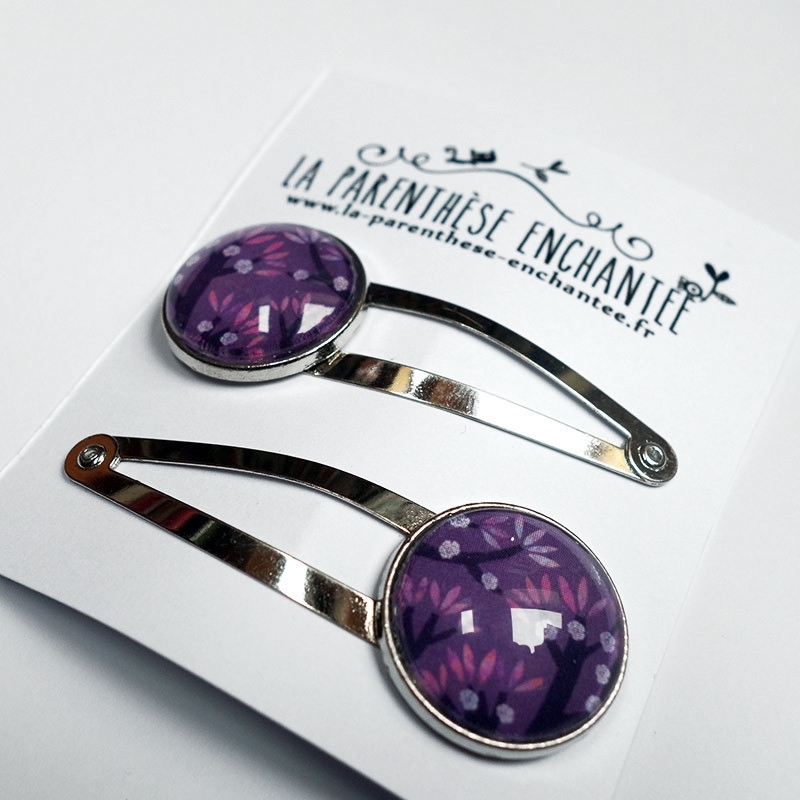 Barrettes Cerisiers mauves