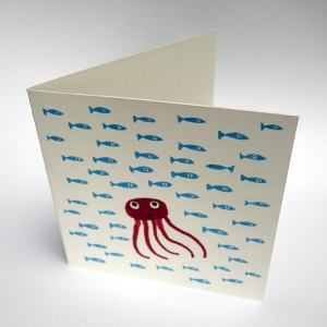 Card Red octopus