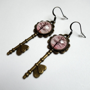 Key earrings Sepia tree