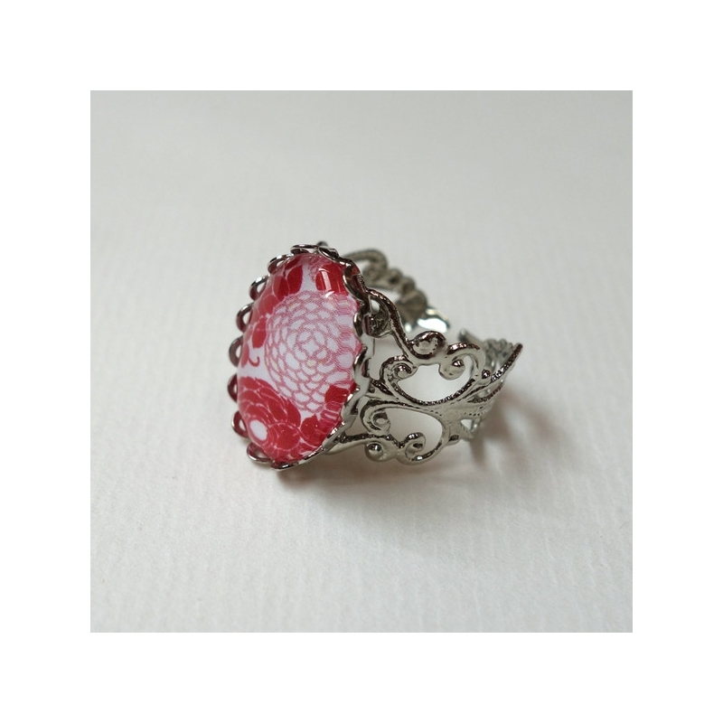 Bague vintage Hortensias rouges